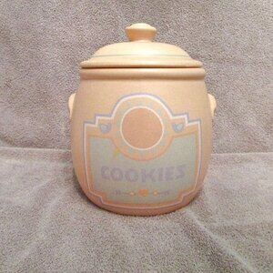 11" Treasure Craft SOUTHWEST Aztec COOKIE JAR Barrel Canister LID Pastel VTG 80s